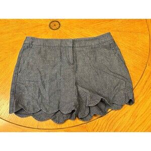 Kenar Blue Scalloped Hem Shorts Size 4 Flat Front Pockets Woman’s